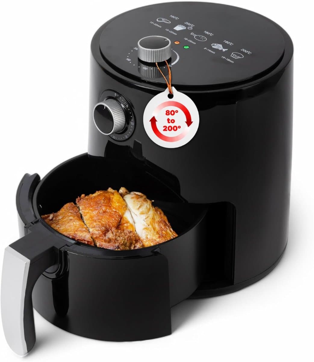 QIN® Mini airfryer - Airfryer - Airfryer klein - Zwart - 27cm x 27cm x 32cm