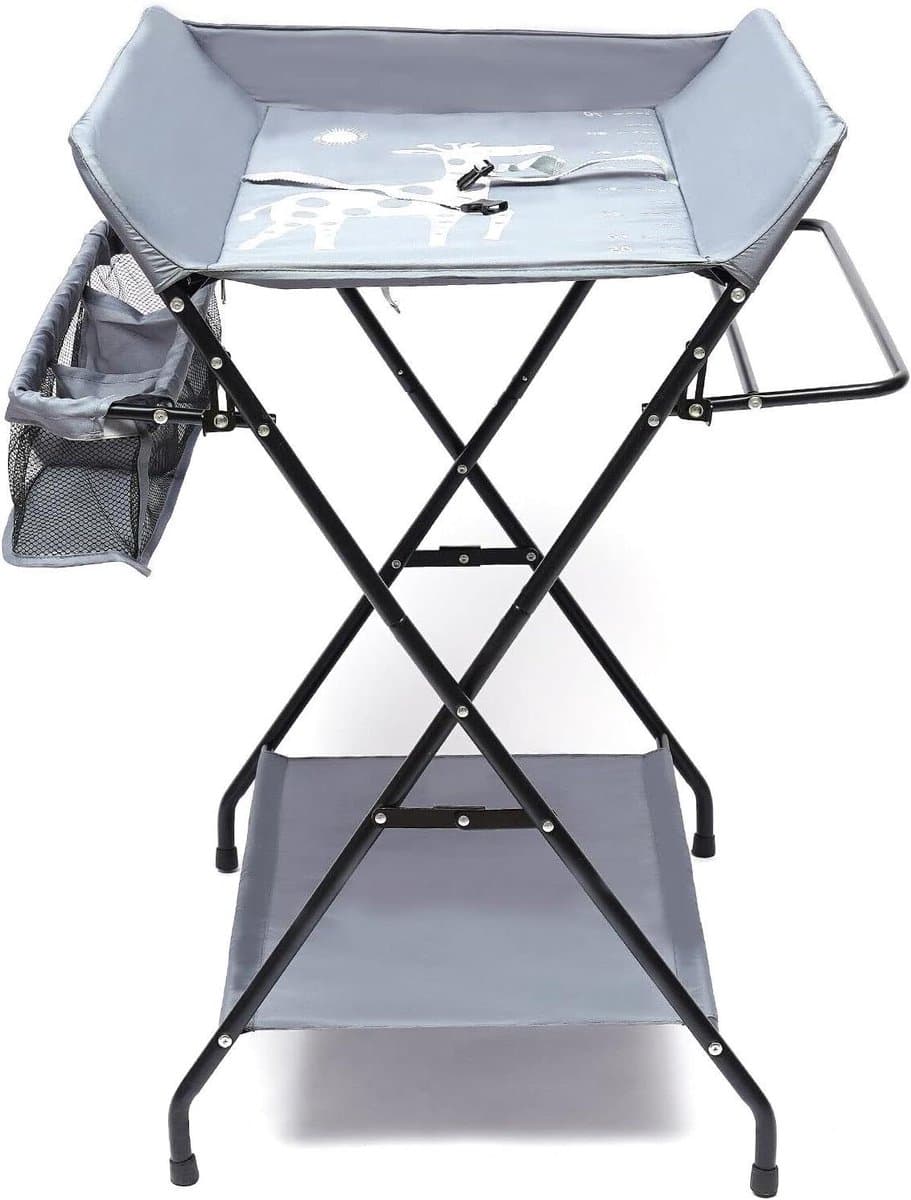 Baby commode - Luier tafel - Baby verzorgen - Inklapbaar ontwerp - 80 x 63 x 96 cm - Donkergrijs