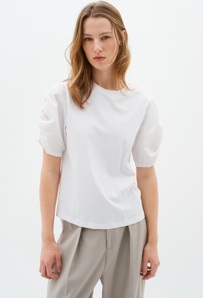 INWEAR Payanaiw Woven Trim Shirt Tops & T-shirts Dames - Shirt - Wit - Maat XS