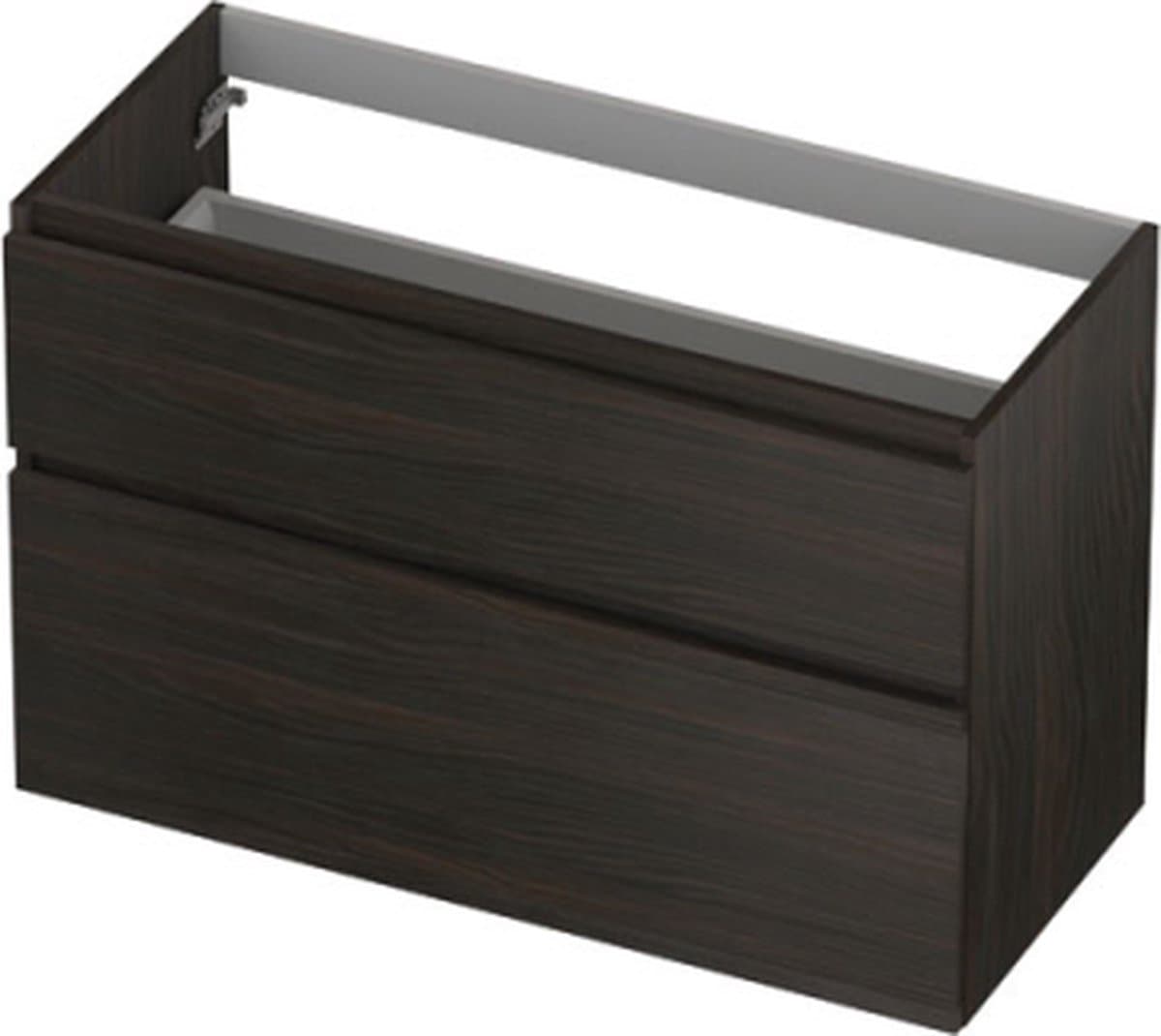 INK® wastafelonderkast 2 laden greeploos houten keerlijst asymmetrisch 100x45x65cm, intens eiken