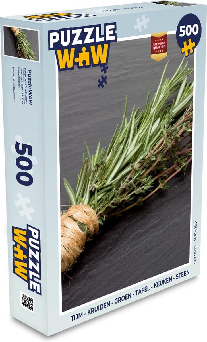 Puzzel Tijm - Kruiden - Groen - Tafel - Keuken - Steen - Legpuzzel - Puzzel 500 stukjes