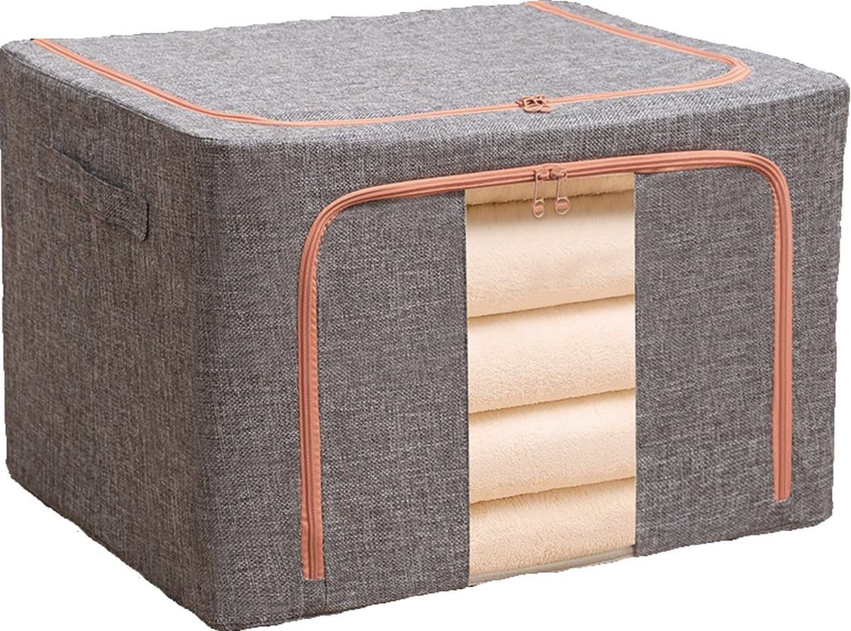 SUNMOOL - Opbergzakken - Opbergzak Organizer - Opbergtas en Organiser voor Dekbed en Kleding - Opvouwbaar - Stevige Framestapels - 61x43x42cm -100L - Grijs - 1 Stuk