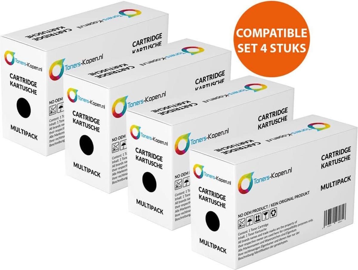 HP 124A Q6000A Huismerk 4X Toner Zwart Set - 10000 Pagina's - HP toner Q6000A compatible Q6000A alternatief - Color Laserjet 1600 2600 2605 CM1015 CM1017 Canon LBP5000 LBP5100 - 707K HP 124A toner - Tonercartridge
