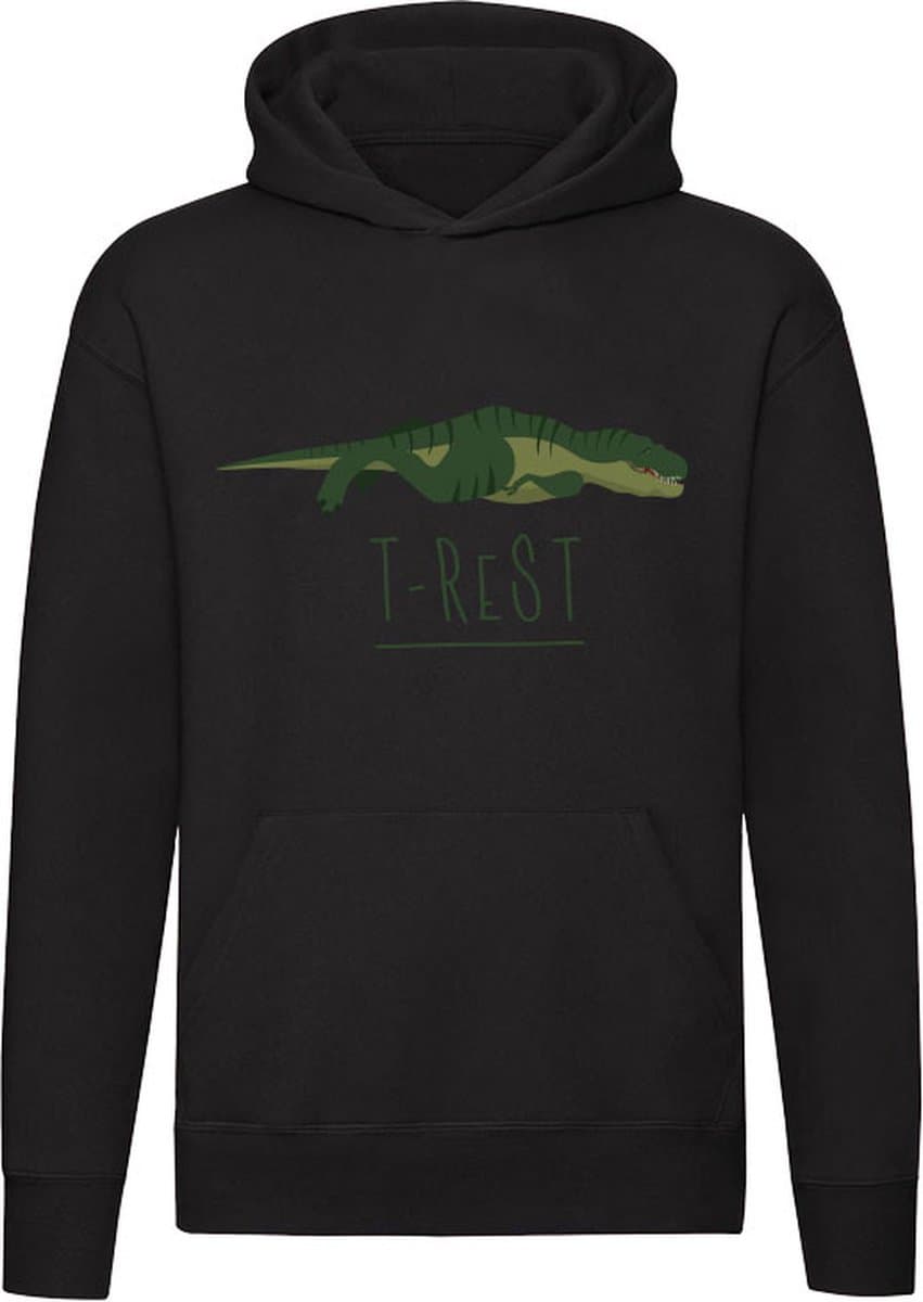 Dinosaurus T-Rest Hoodie - rust - T-Rex - vermoeidheid - relaxen - slapen - zwaar - woordspeling - dieren - taal - engels - humor - grappig