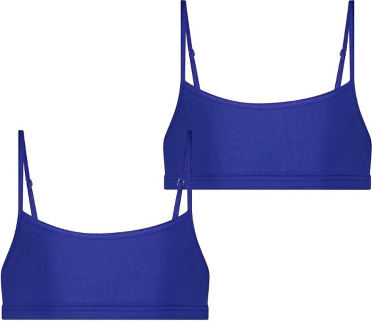 RJ Bodywear - Pure Color - Meisjes Crop Top Spaghetti - Royal Blue - 158/164