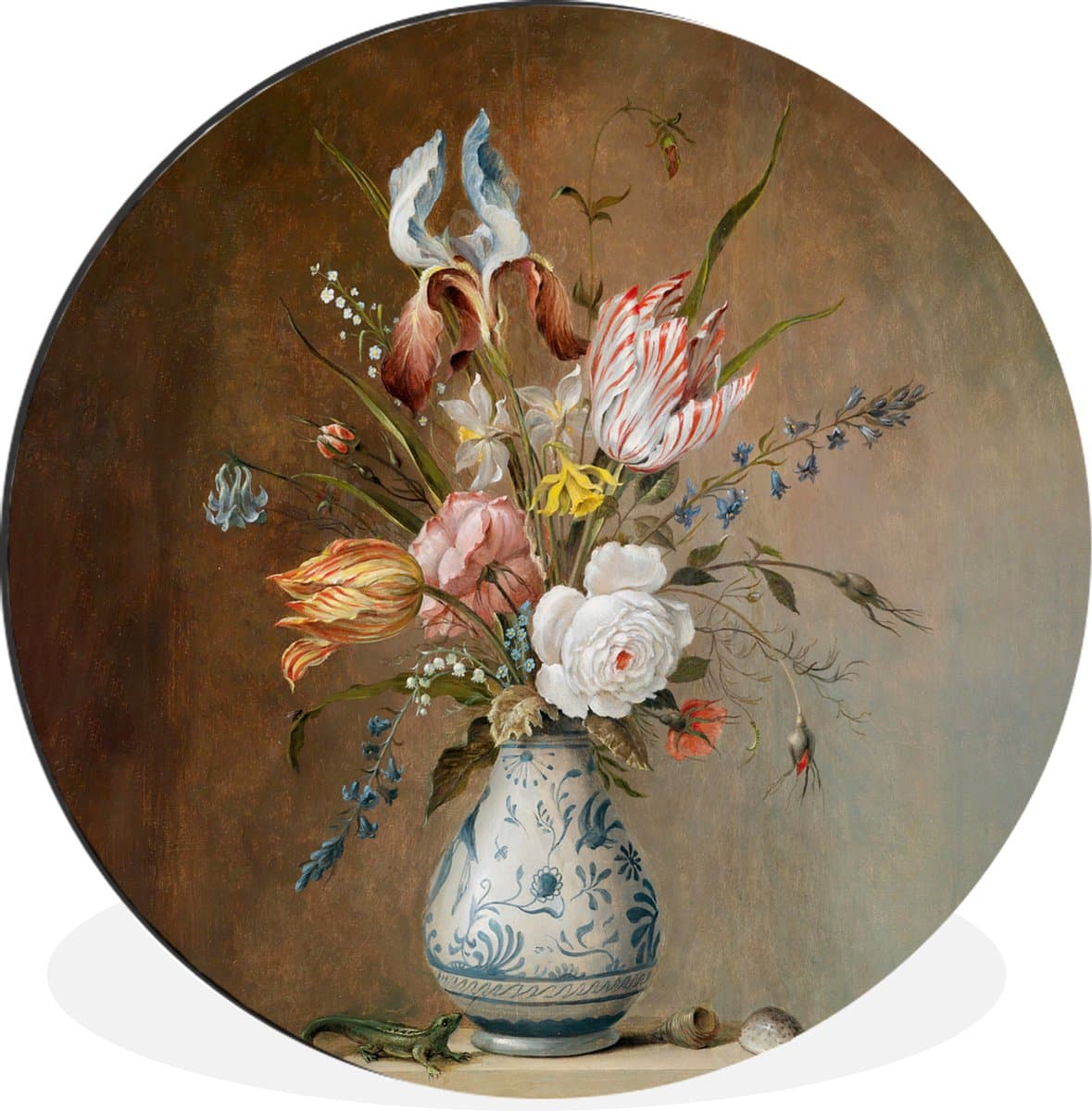 WallCircle - Wandcirkel - Muurcirkel - Oude meesters - Bloemen - Balthasar van der Ast - Aluminium - Dibond - 30x30 cm - Binnen en Buiten