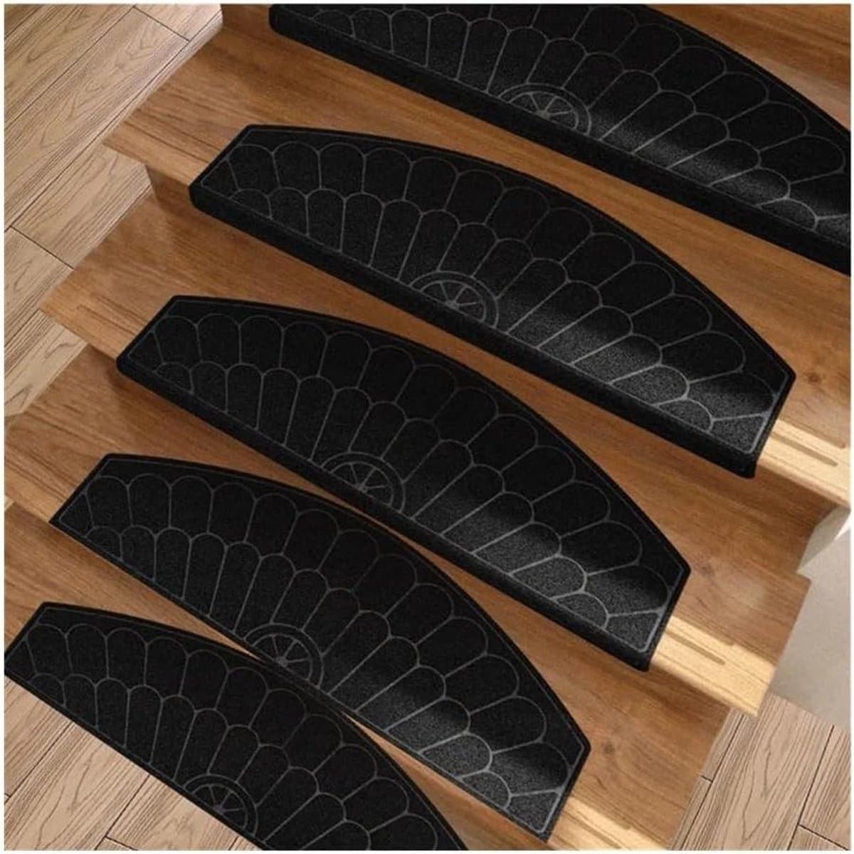 Trapmatten Set - Vloerbedekking Treden - Veilig Lopen - Antislip Onderkant - 7 Stuks - Zwart
