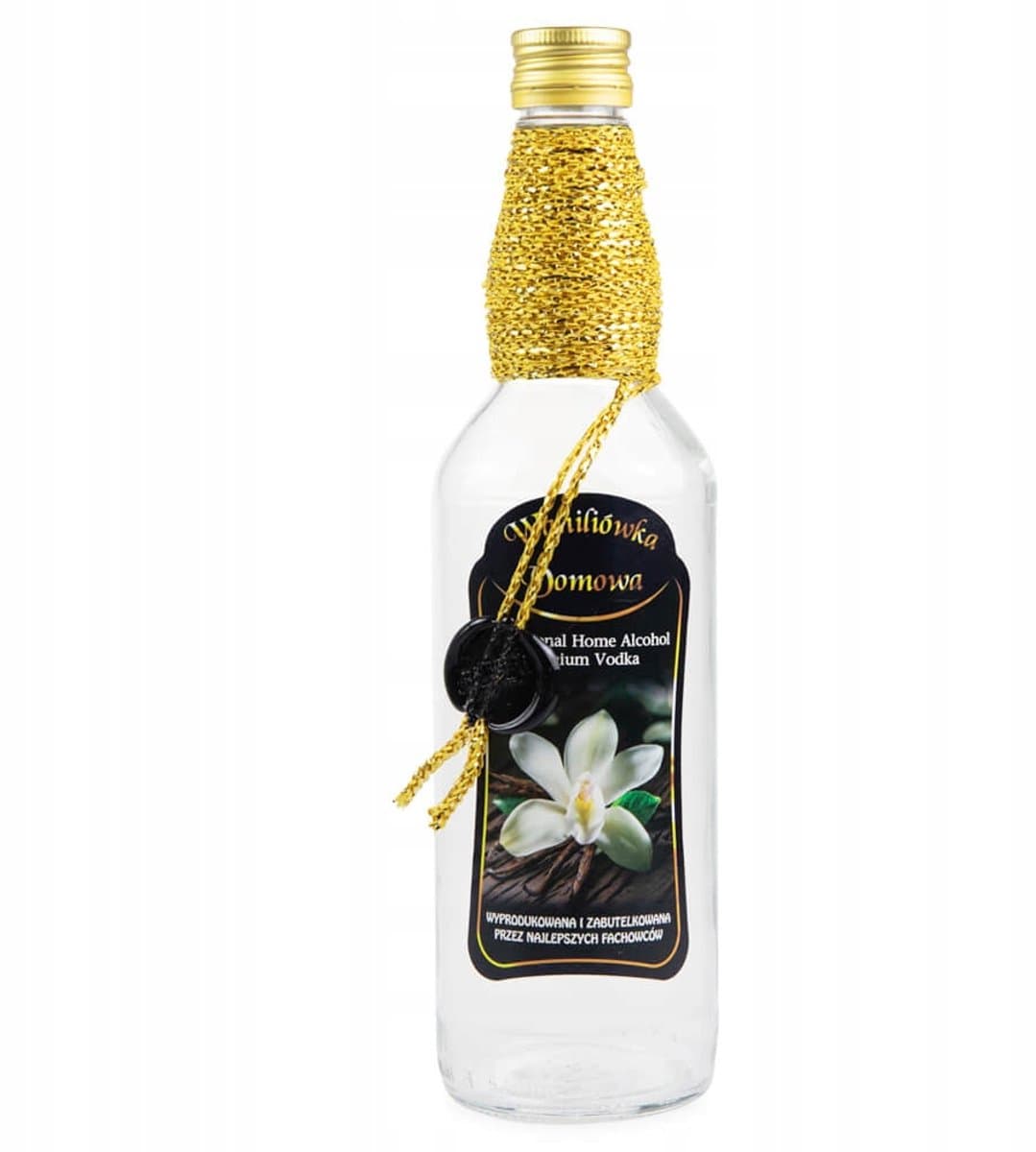 Bimberek - Gedecoreerde Monopolfles - 500ml - Met Gouden Sierkoord - Zwarte Lak