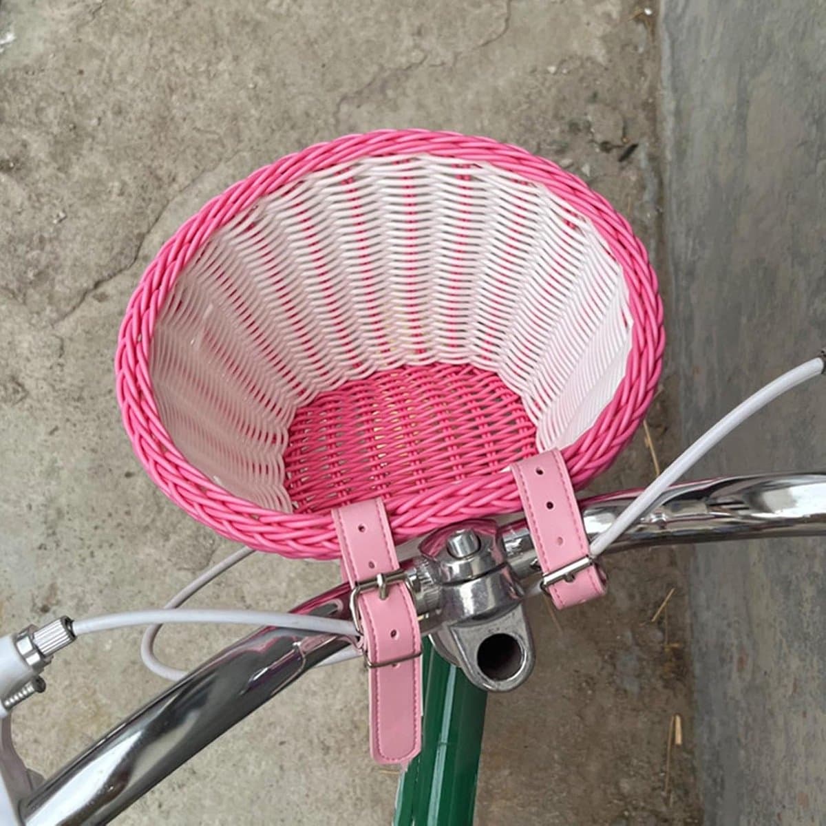 Rieten Fietsmand - Kinderfietsmand Decoratie - Fietsen Versieren - Waterbestendig Materiaal - 22 x 20 x 17 cm - Wit