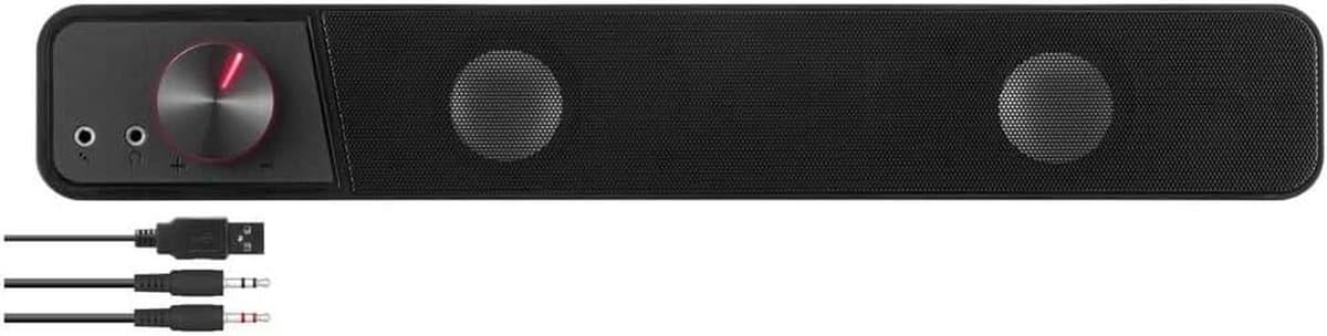 Stereo Soundbar - Compacte Speaker - Muziek Luisteren - Verlichte Volumeknop - 382 x 60 mm - Zwart