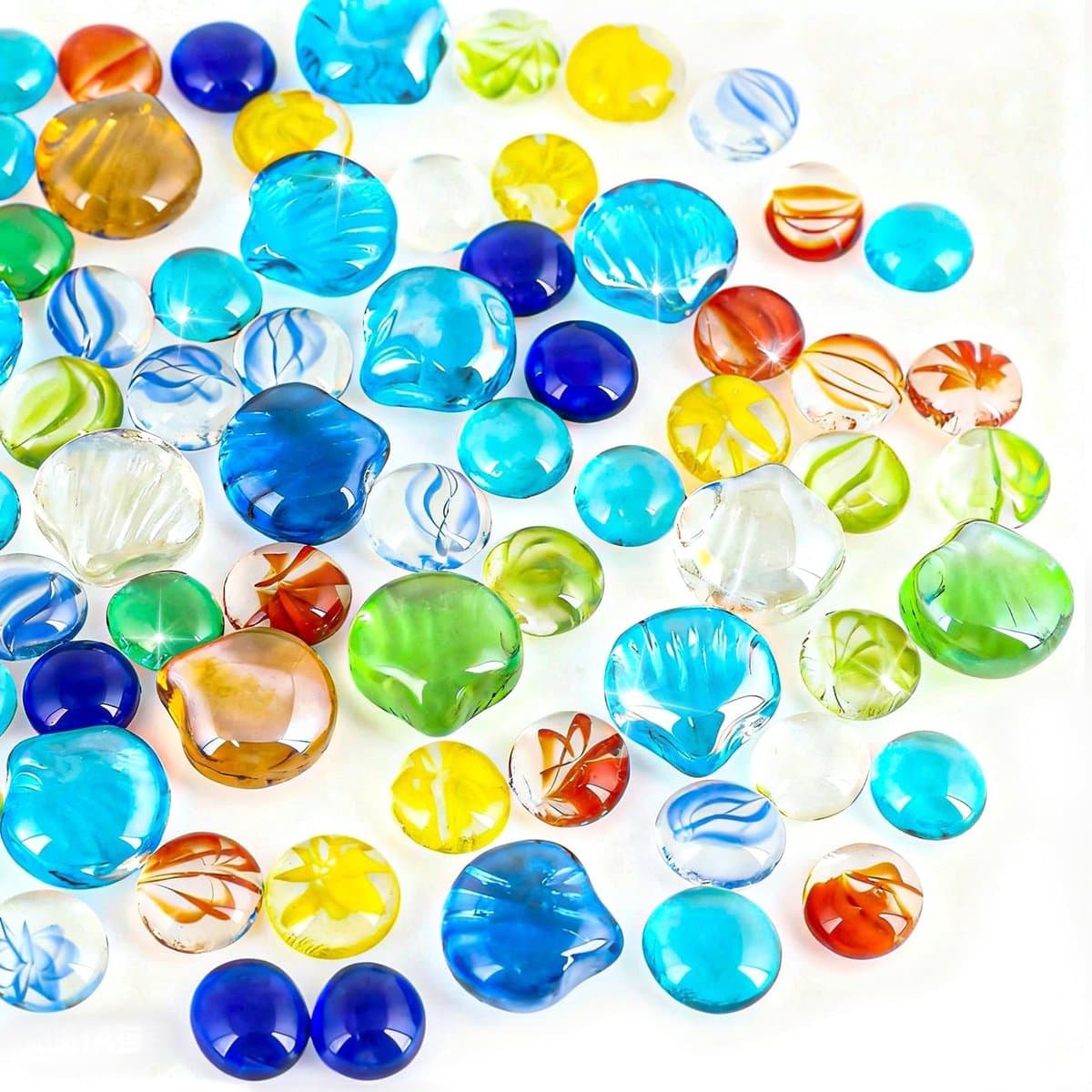 Kleurrijke Glazen Stenen - Decoratieve Gemstones voor Kinderen, Vaasvulling, Aquariums en Schatzoeken - 500g Kleurige Decoratie voor Thuis en Creatieve Projecten