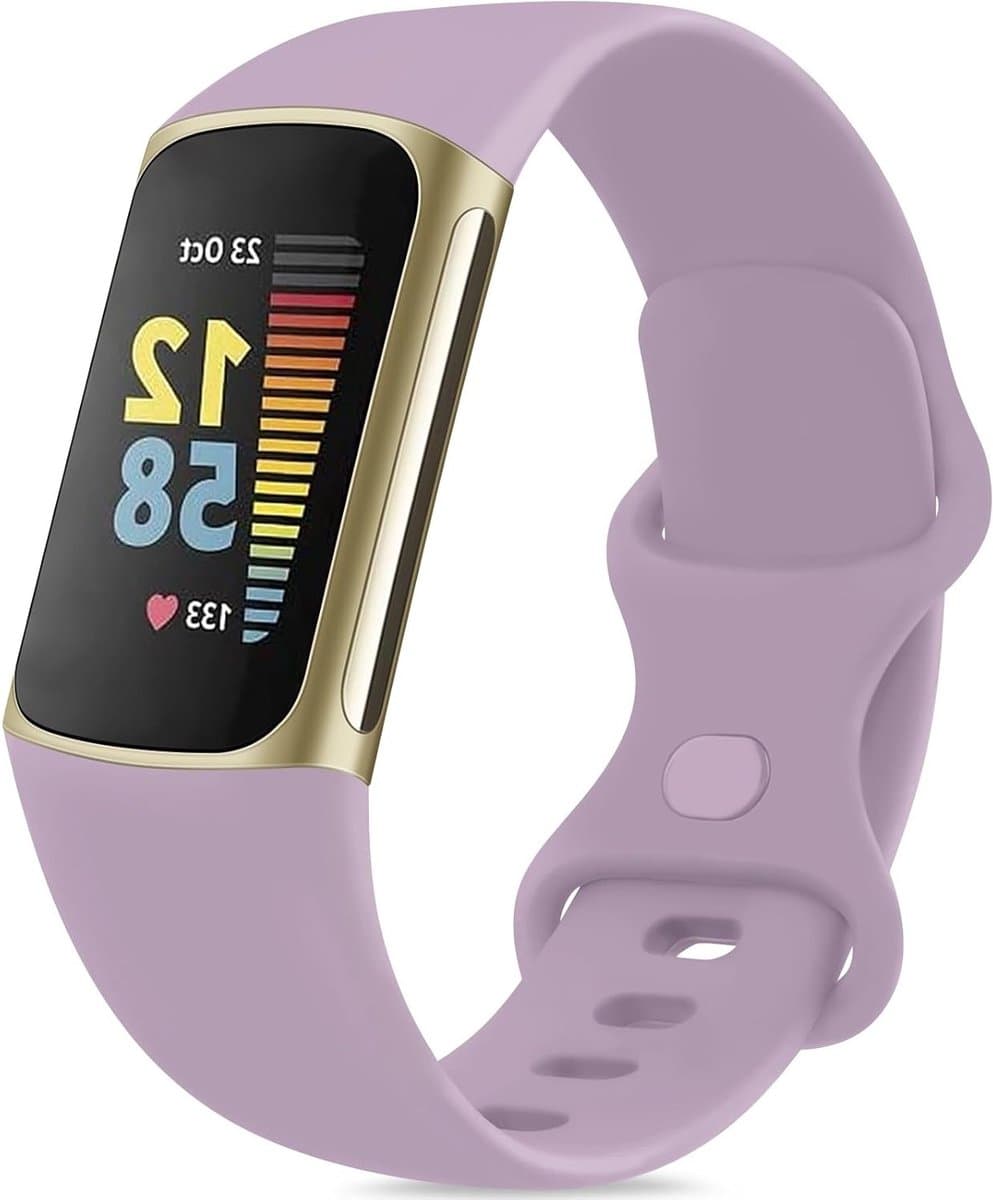 Zachte Sport Vervangband voor Fitbit Charge 5 en Charge 6, Geschikt voor Mannen en Vrouwen, Paars, Klein, Ideaal voor Activiteiten en Fitness
