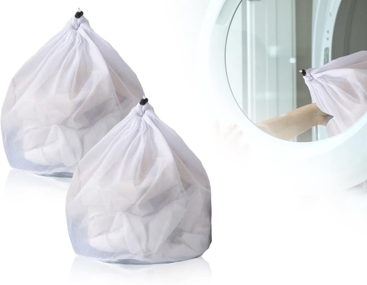 Cosensi- Wasnet Set van 2 - 30 x 40 cm - Herbruikbaar - Dichte Mesh - Met Koordsluiting - Bescherming voor Kleding - Waszak