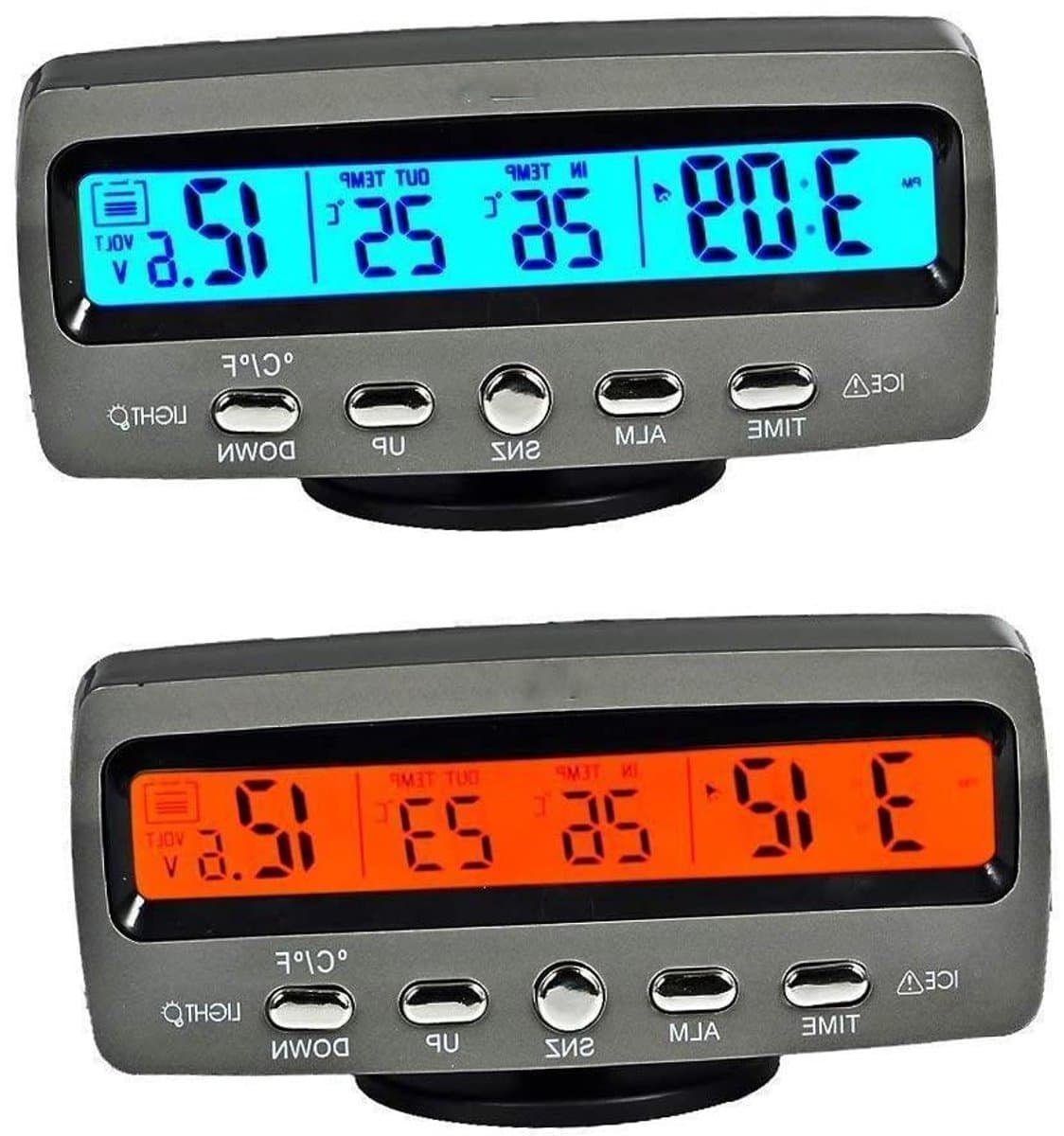 Auto Klok Thermometer - Voltmeter Monitor - Reistijd Bijhouden - Twee Kleuren Achtergrond - 108 cm - Oranje Blauw
