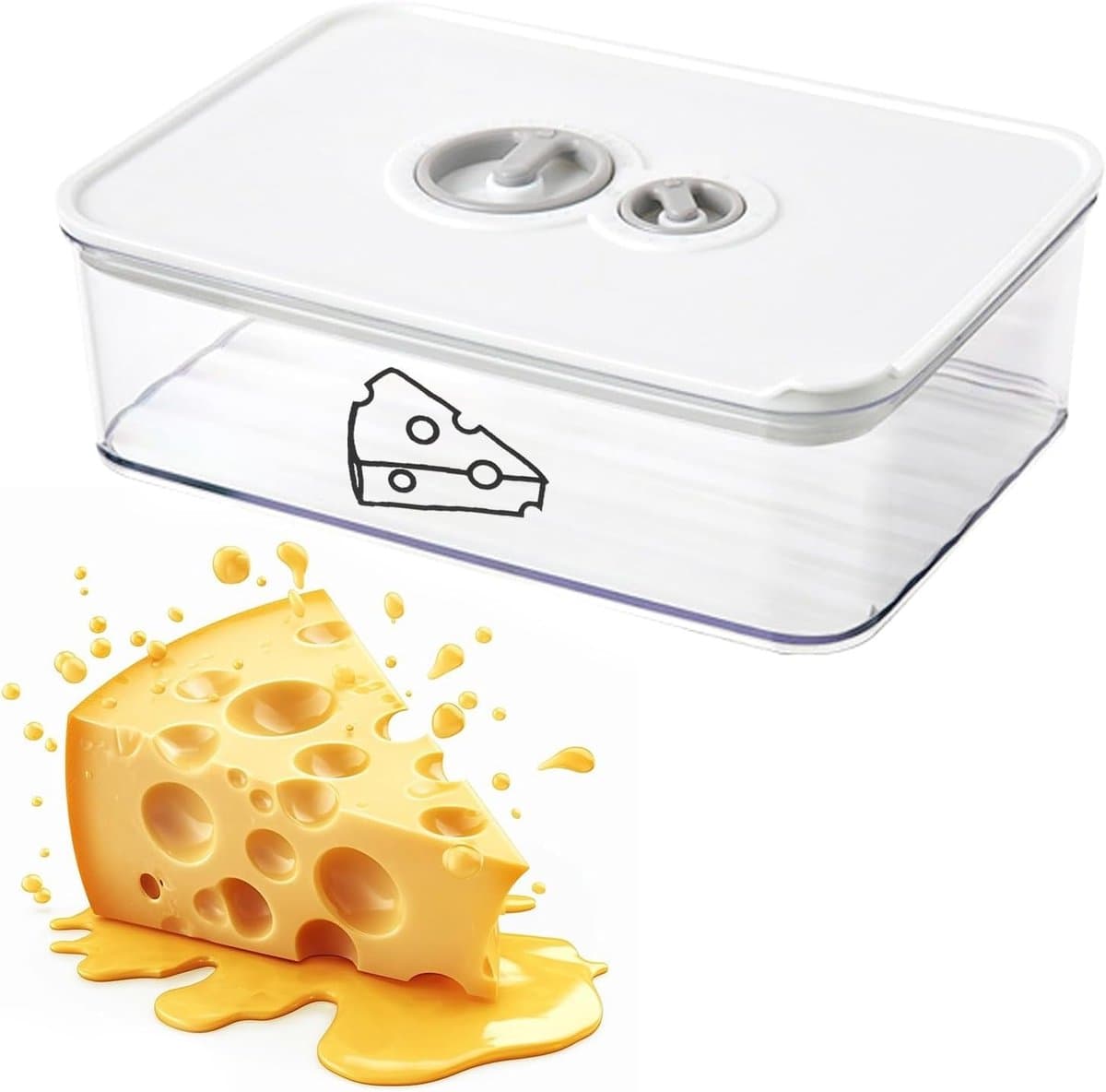 Kaasdoos met Deksel, 1250 ml, Luchtdichte en Stapelbare Bewaarbox voor Koelkast, Ideaal voor Verse Kaasopslag, BPA-vrij en Makkelijk Schoon te Maken