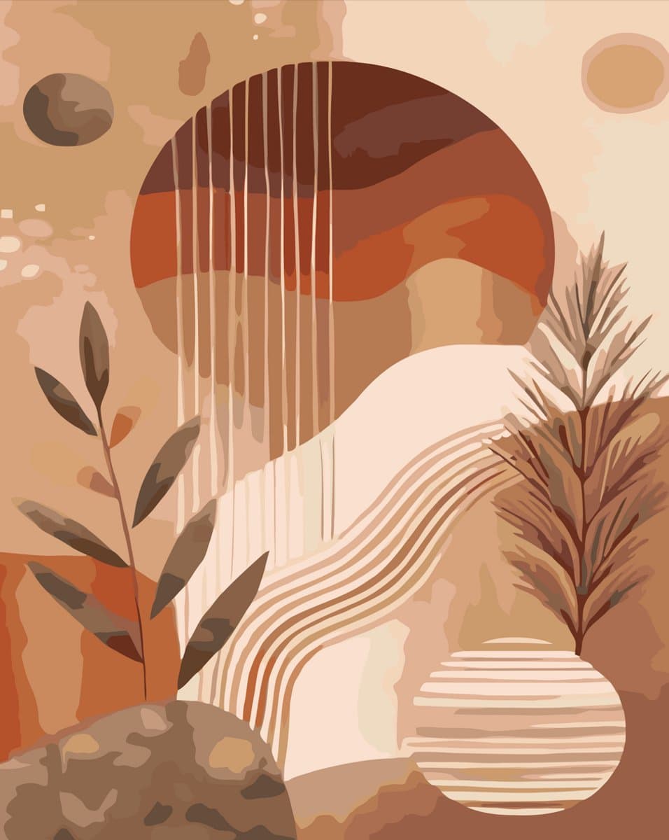 MET FRAME - Paint by numbers – schilderen op nummer – DIY decoratie – Abstract landschap – Earth Rhythm I