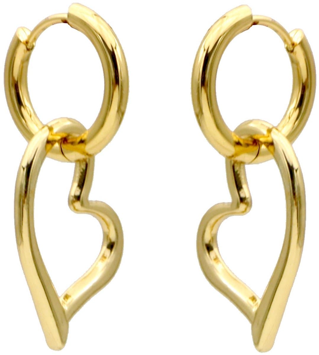 Oorbellen - RVS - hart - 3,5x1,2 cm