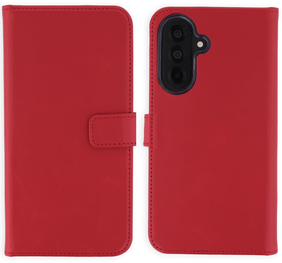 Selencia Hoesje - Geschikt voor Samsung Galaxy A37 (5G) - Echt Lederen Bookcase - Rood