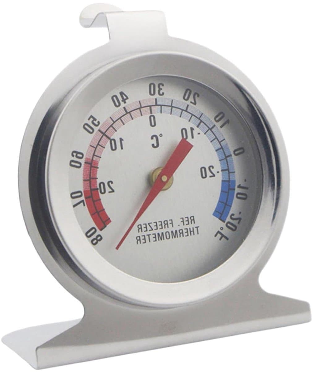 Temperatuurmeter Vriezer - Analoge Meter - Voedsel Opslag - Roestbestendige Behuizing - Breed Bereik - Zilver