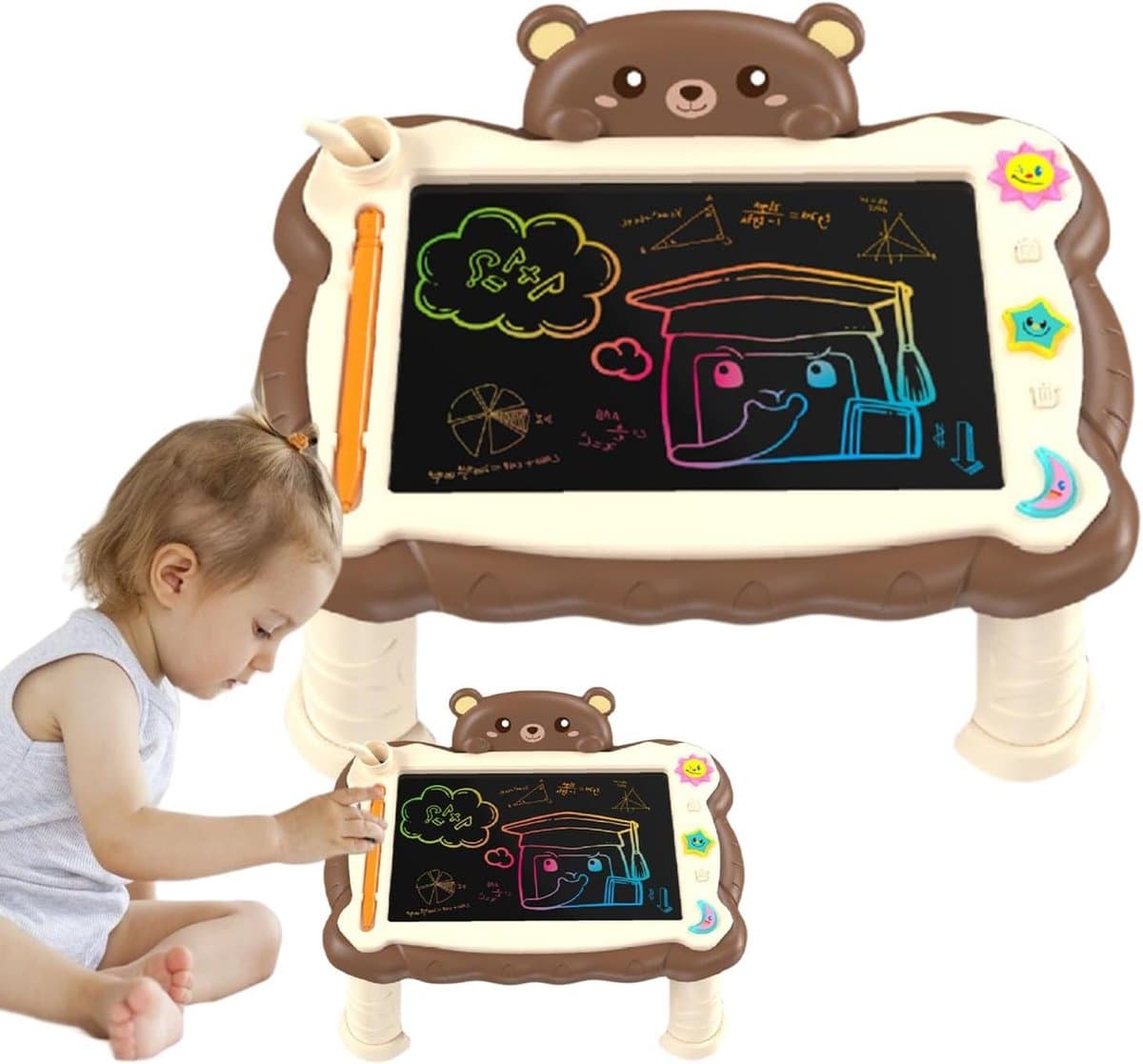 Tekentablet - Schetsblok Schrijfbord - Creatief Leren - Herbruikbaar Scherm - 30 x 20 x 4 cm - Bruin