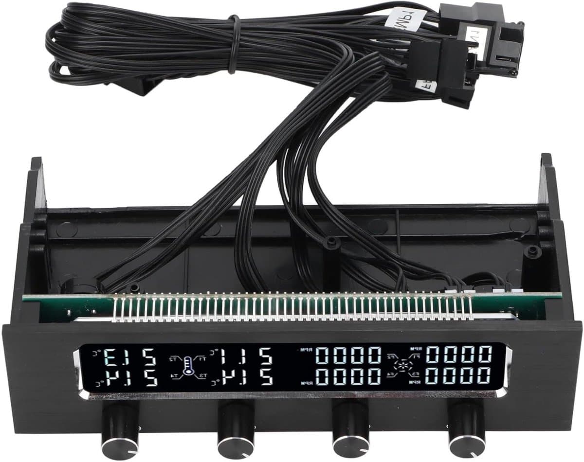 Verstelbare PC Fan Controller met LCD Display, Temperatuurregeling en Bevestigingsmateriaal voor Grafische Kaarten en CPU Koeling