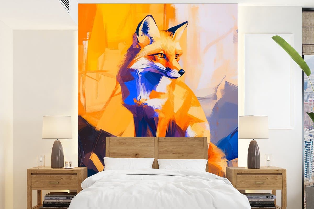 Behang - Fotobehang Vos - Oranje - Vormen - Abstract - Breedte 205 cm x hoogte 280 cm