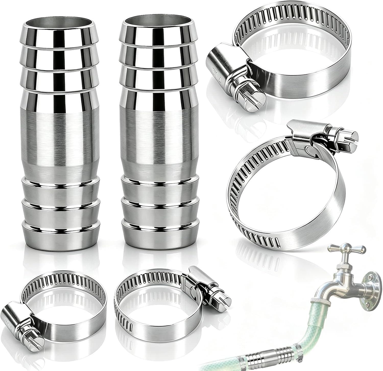 Slangverbinder, 10 mm x 10 mm, roestvrij staal, messing slangverbinder
