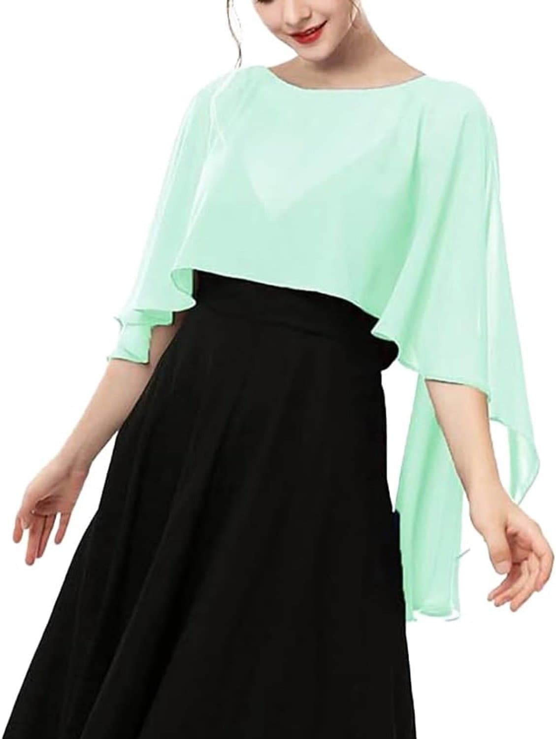 Dames chiffon cape sjaals zachte capelets sheer sjaal stola retro sjaal elegante lichte wraps avondcape damessjaal voor avondfeestjurken bruiloft bruidsjurk