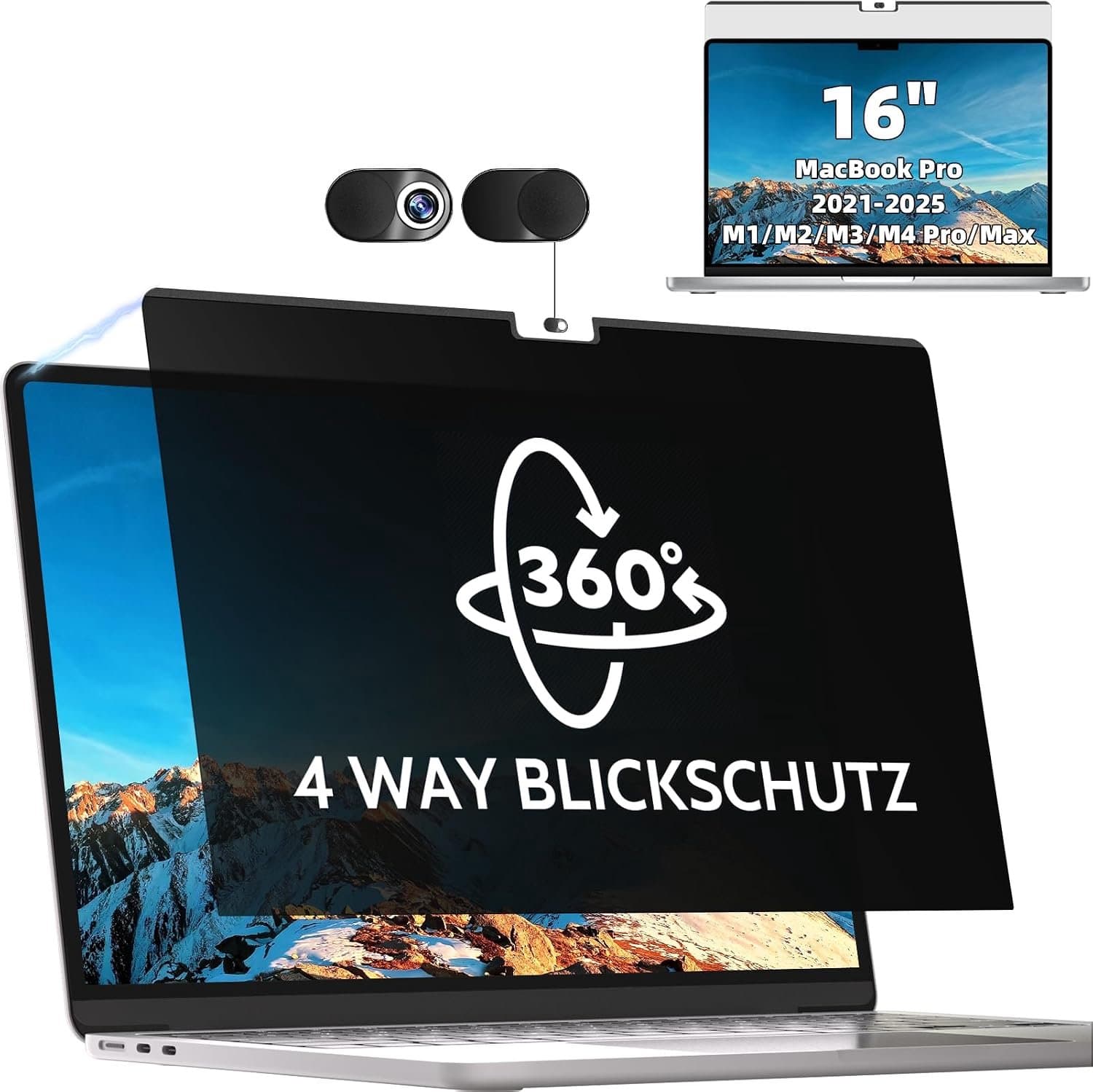 Magnetische Privacy Screenfilter MacBook Pro 16" 360° Anti-Spy Anti-Glare