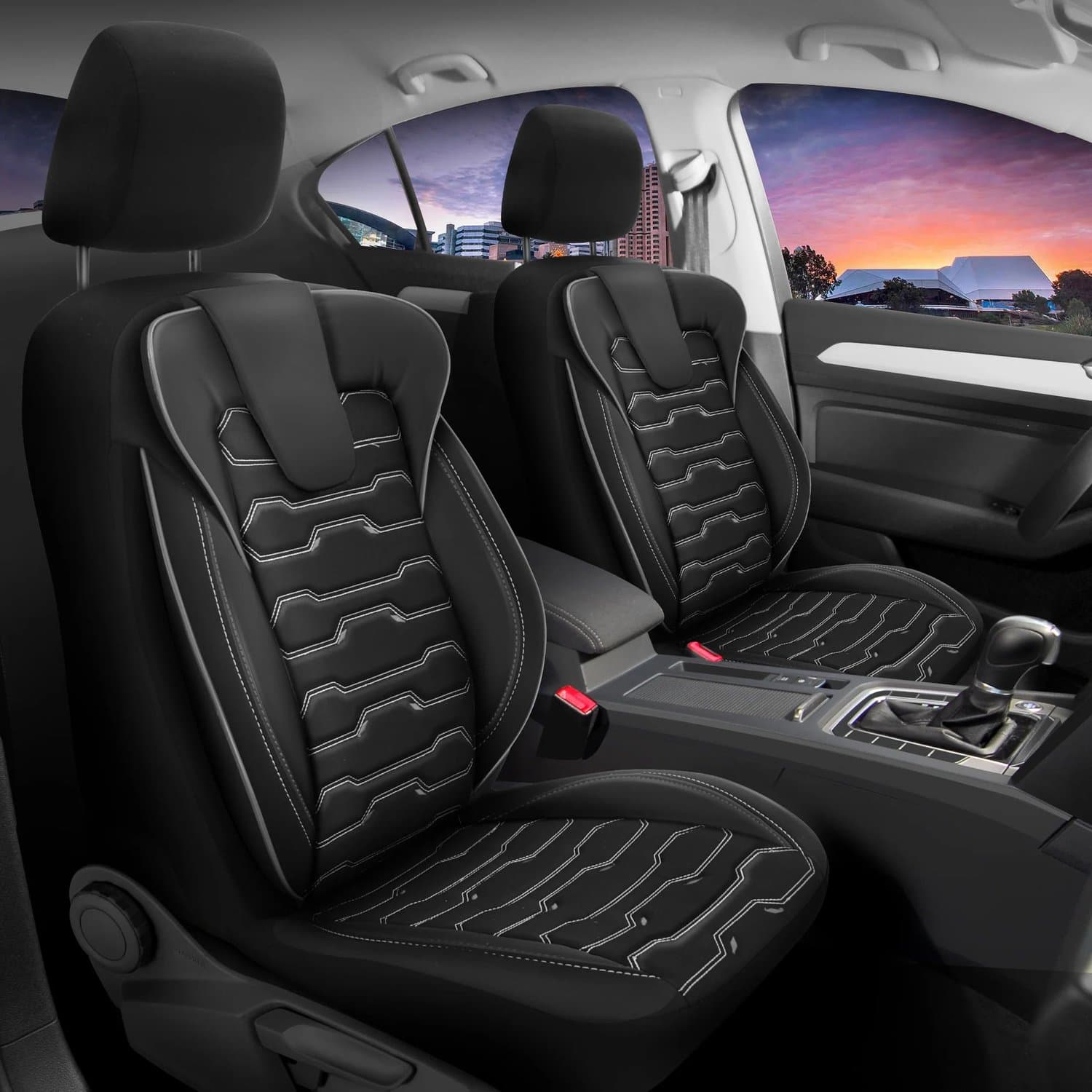 Stoelhoezen Chrysler Voyager 2001-2014 – Sport Zwart/Grijs – Linnenstof – comfortabele autostoelhoezen – bescherming tegen slijtage en vuil – eenvoudig te monteren