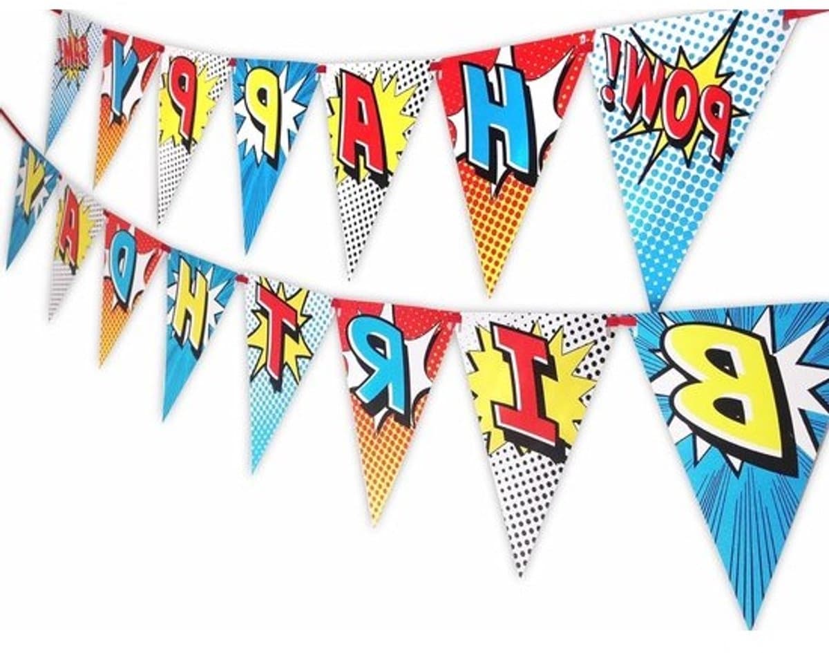 Verjaardagsbanner - Feestdecoratie - Verjaardag Vieren - Papieren Wimpels - 16 voet - Rood