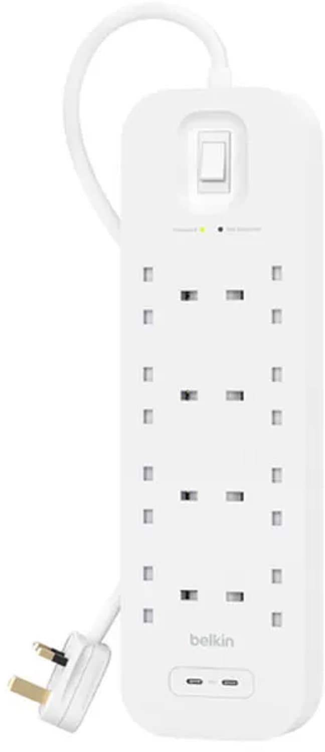 Belkin Surge Protection 8 Outlet 2 Meter Dual Usb C 30W PD Wit