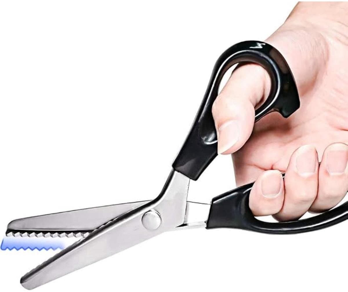 SSTRWGOOD Professionele Kartelschaar - Schaar Kartels - Zig Zag schaar - kledingschaar - Coupeuseschaar - Kleermakersschaar - Golven - StofSchaar 24 CM - Duurzaam Stoffenschaar - Stofschaar - Geschikt voor Stof 、denim 、Leer