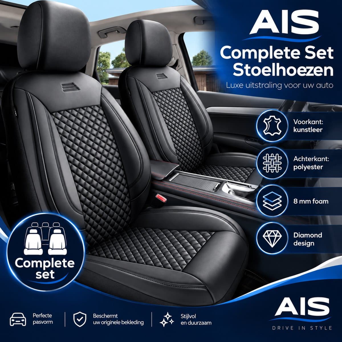 Stoelhoezen Mitsubishi L200 4 - Complete set - Zwart kunstleer - AIM