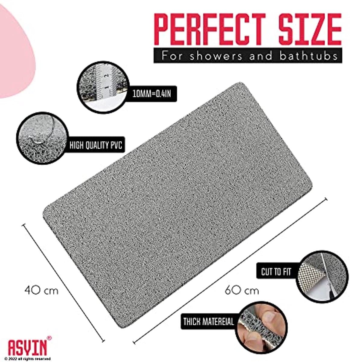 Zachte Douchemat met Antislip en Textuur voor Douche en Bad - 60 x 40 cm - Rubber, Schimmelbestendig