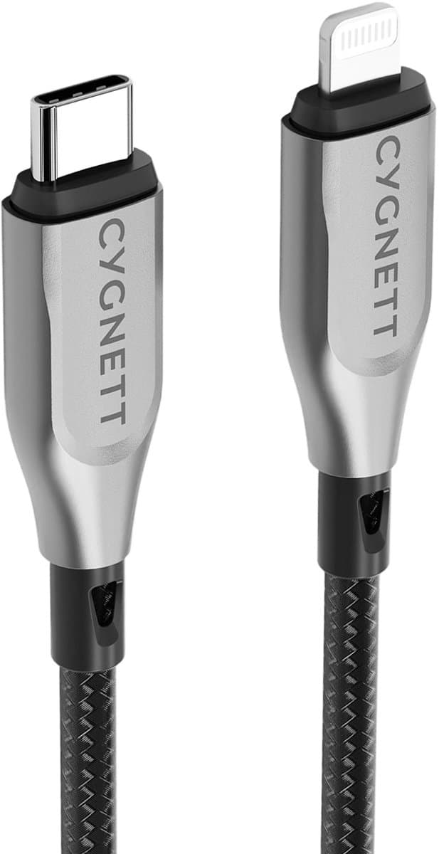 Cygnett USB-C naar Apple Lightning Kabel MFI 0.6 Meter - Zwart