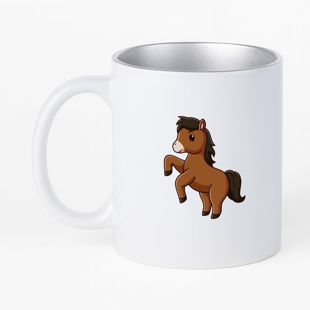 Hacebo® - Paard koffiebeker met zilver kleurige binnenkant - Paarden - Paarden liefhebbers - thee mok - koffie beker - Hobby horse - dieren - manege - koffiemok - 330 ML