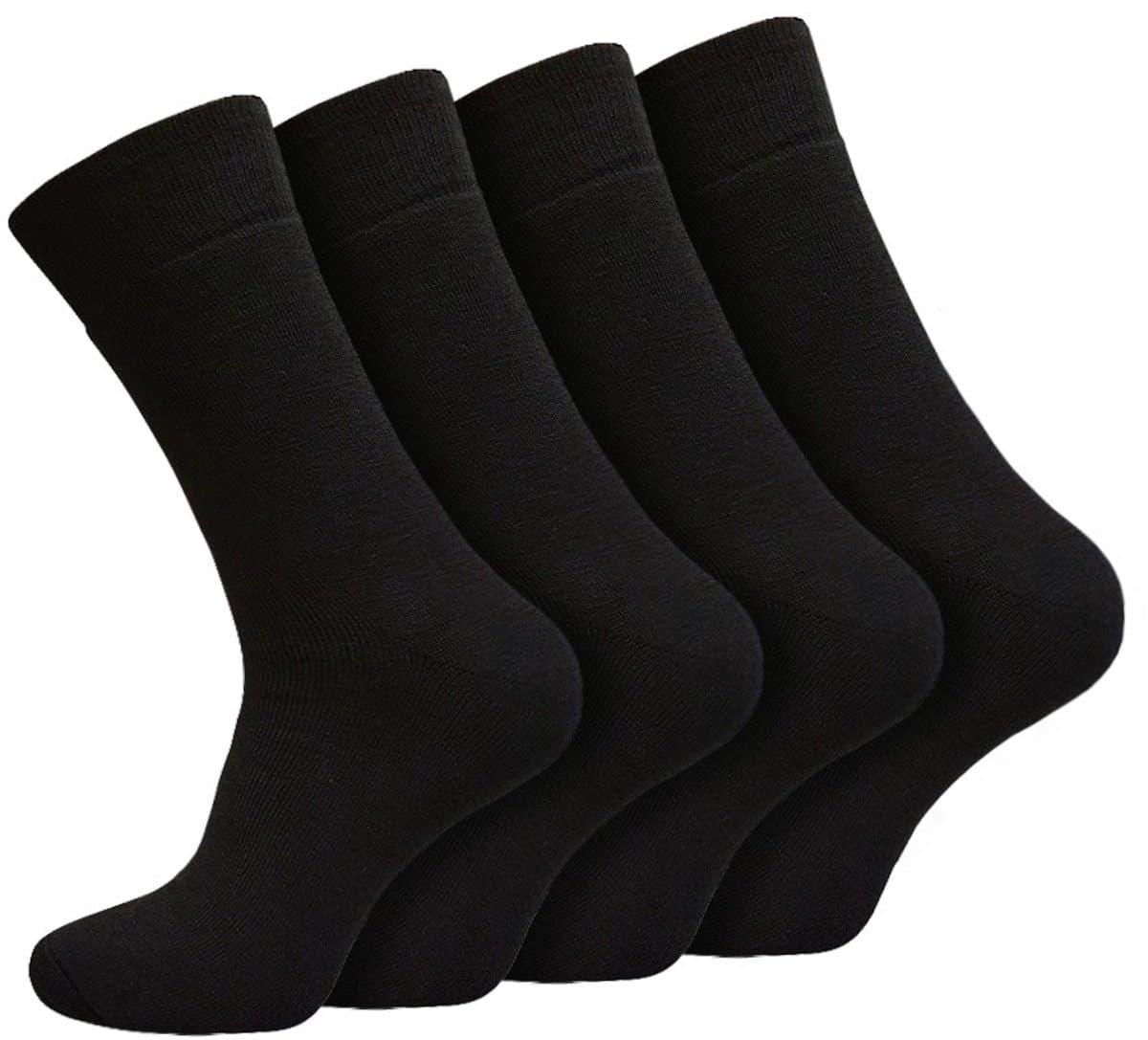 Calzera Thermo Sokken - 4 Paar - Dikke Warme Winter Sokken - Dames en Heren - Katoenen Sokken - Zwart - Maat 43-46