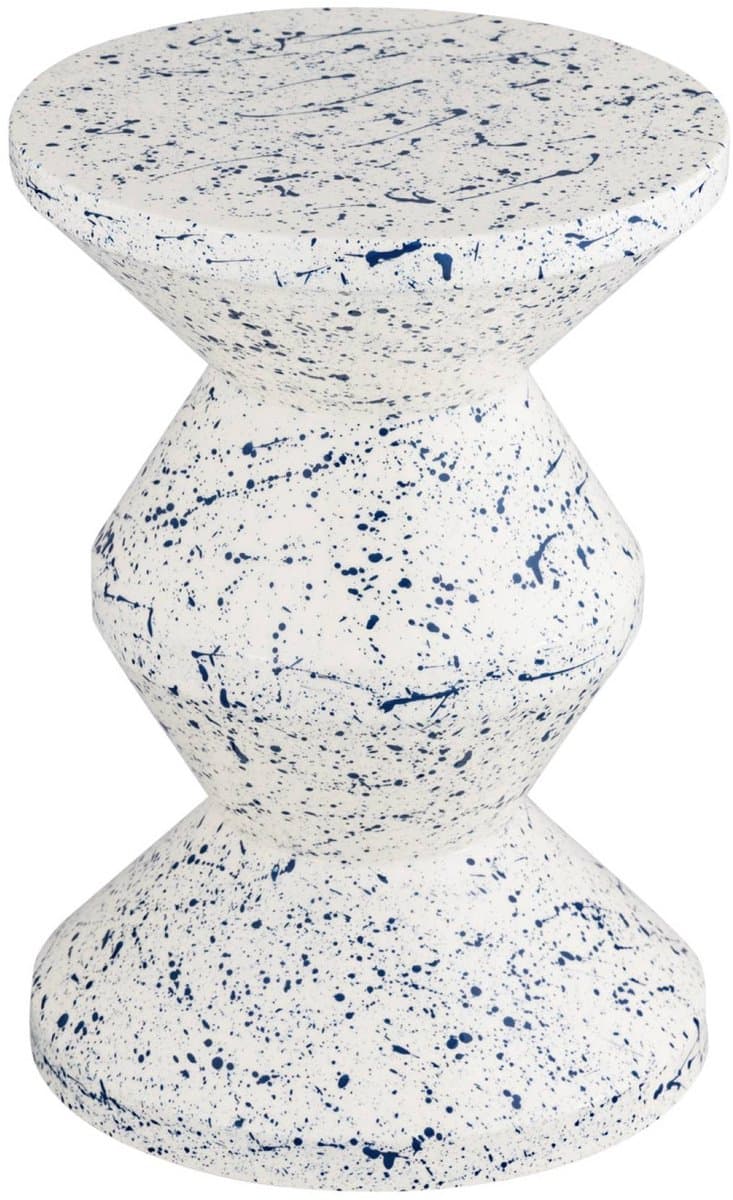 sweeek - Bijzettafel, nachtkastje van geëmailleerd staal, gevlekt motief ø33 x 47cm - zina