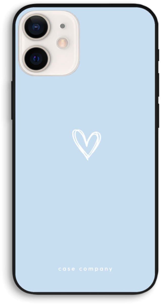 Case Company® - Hoesje geschikt voor iPhone 12 hoesje - Klein Hart Blauw - Biologisch Afbreekbaar Telefoonhoesje - Bescherming alle Kanten en Schermrand