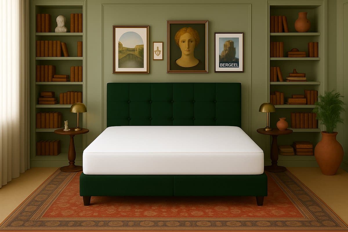 Boxspring Torino Vlak 120x210 cm Luxe Pocketvering Stof donkergroen Gratis 2x Hoofdkussens