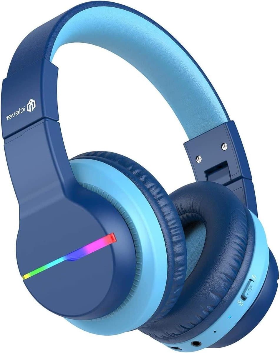 Bluetooth Kids Koptelefoon Over Ear met LED Lichten en Volume Limitering 55H Speeltijd - iClever BTH12