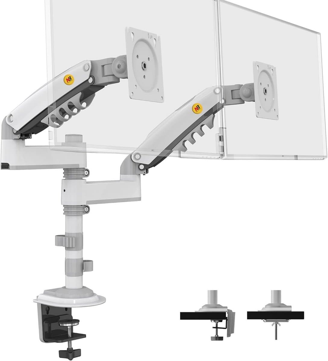 Dubbele Monitor Arm Wit voor 2 Schermen 17-32 Inch VESA
