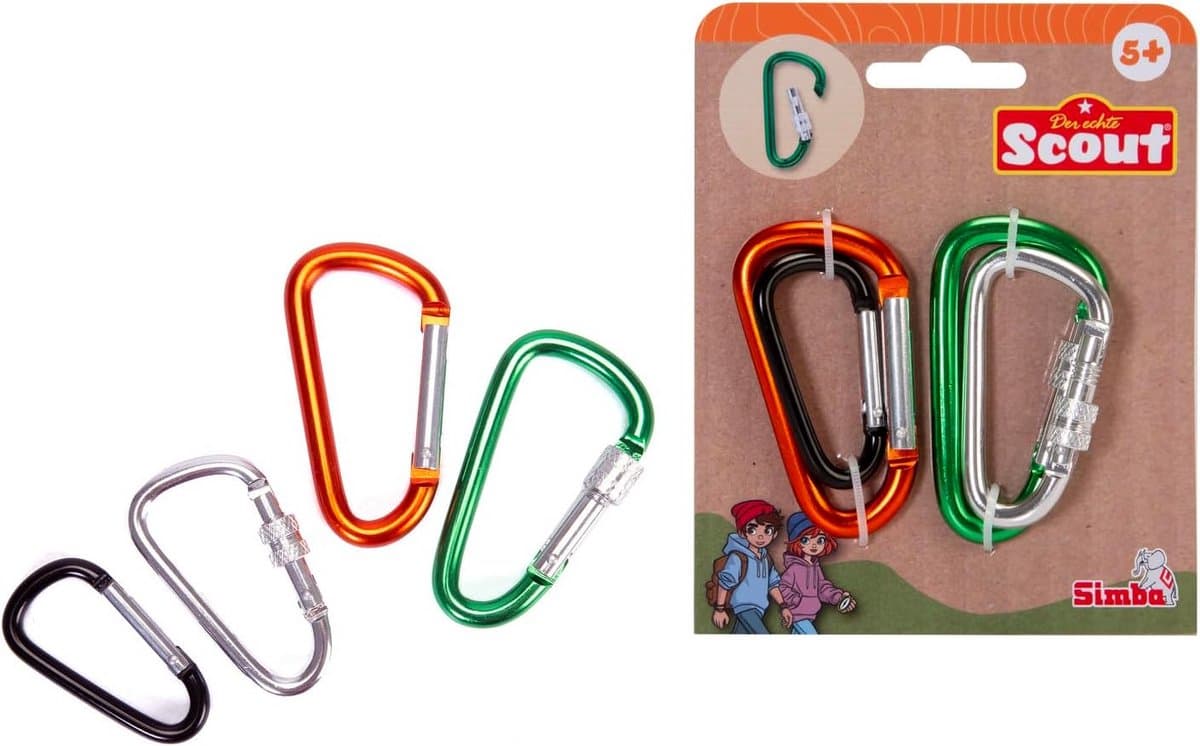 Set van 4 Metalen Karabijnhaken voor Kinderen - Klimhaken voor Backpack en Sleutels
