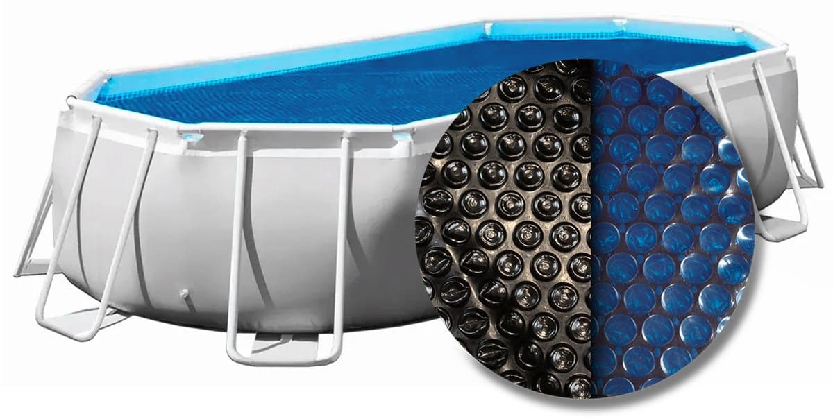 W'eau solar cover ovaal - 730 x 370 cm (zeilmaat 724 x 364) - Zwart/Blauw