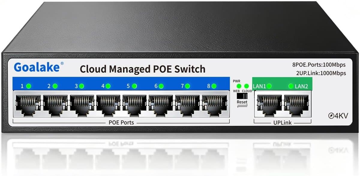 Ethernet PoE-switch - Netwerk hub - Netwerk uitbreiding - 8 PoE poorten - 19 x 14 x 4 cm - Zwart