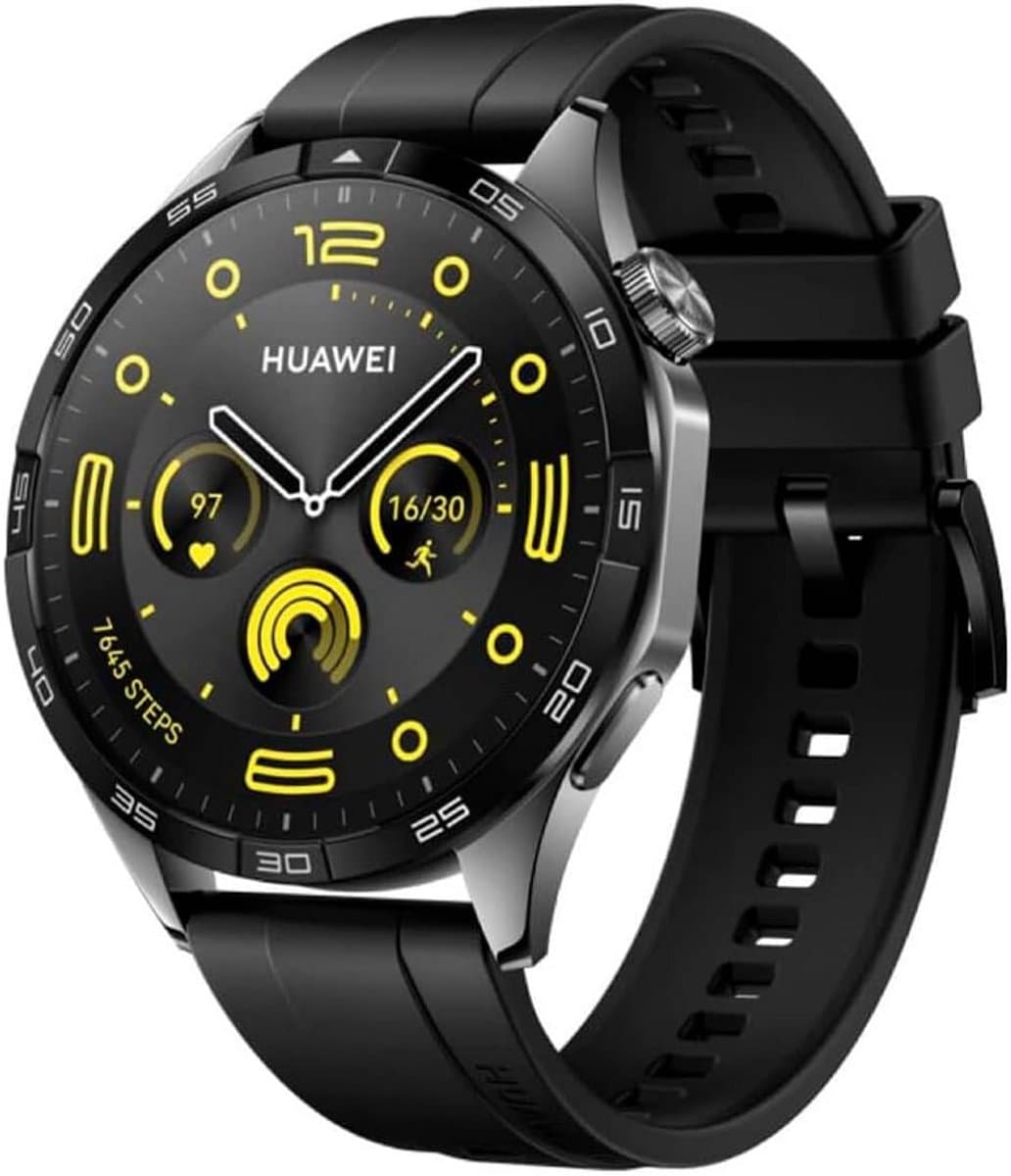 Smartwatch 46mm Zwart Siliconen Band - Sport & Fitness Tracker