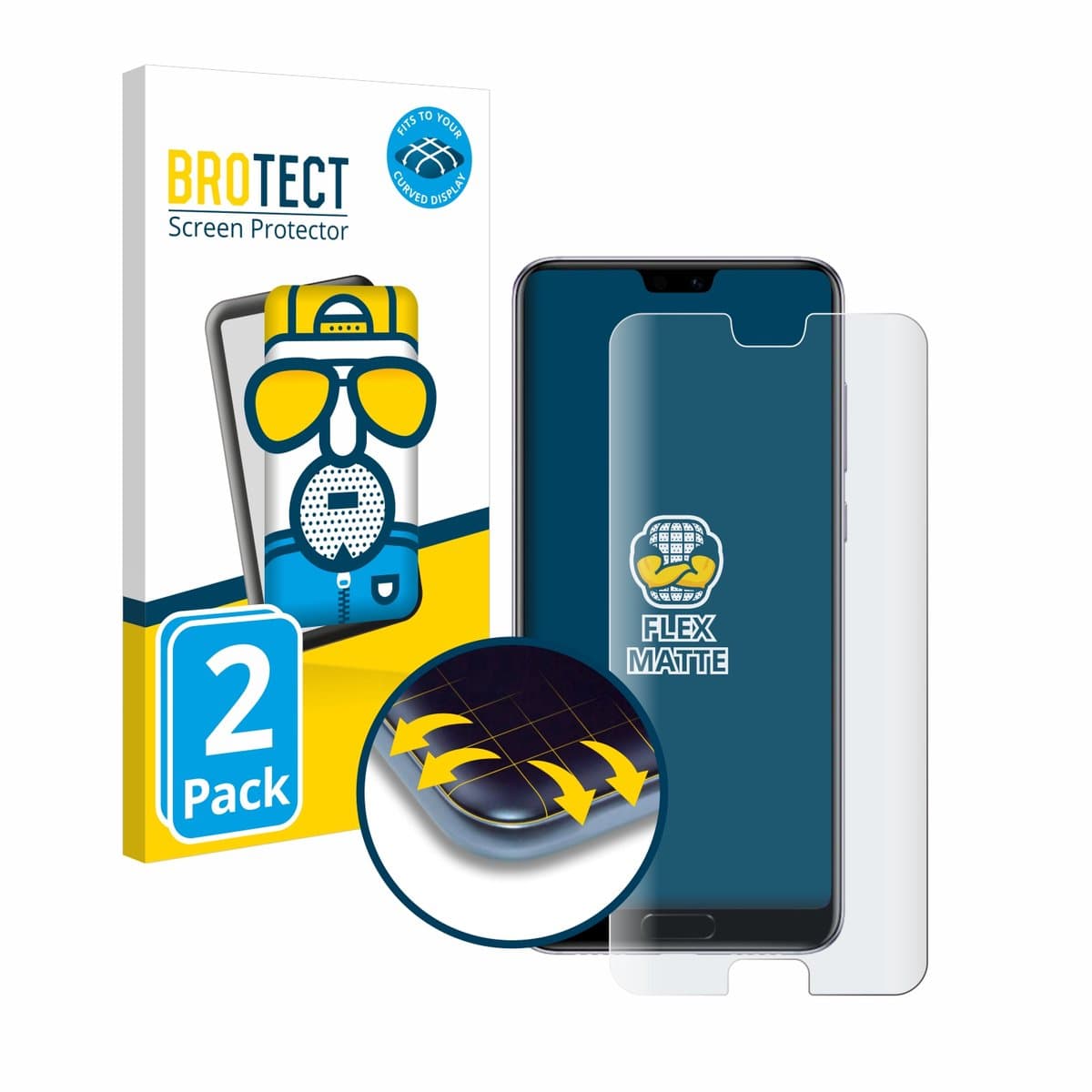 BROTECT - Screenprotector voor Huawei P20 Pro - Folie Beschermfolie matte volledig dekking 2 Stuks