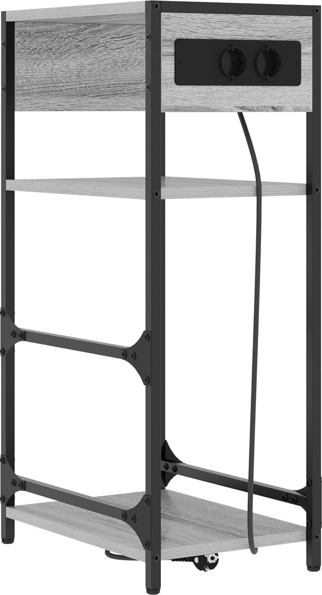 vidaXL - Nachtkastje - Grijs - Sonoma - 40 - x - 27 - x - 76 - cm - Bewerkt - hout