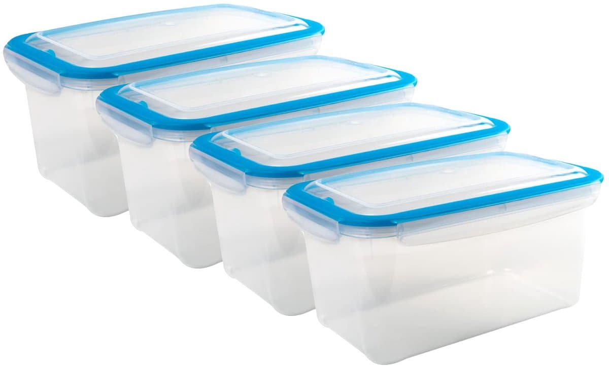 Kigima diepvriescontainers met kliksluiting 3x2,5L blauw - Luchtdichte bewaardozen met deksels - Transparante voedselcontainers - Keukenopbergdoos voor maaltijdvoorbereiding en -organisatie - Oostenrijkse kwaliteit